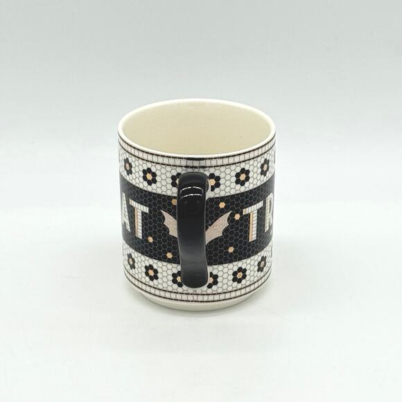 Anthropologie Bistro Tile Trick or Treat Bat Mug Halloween Edition NEW - Picture 4 of 8